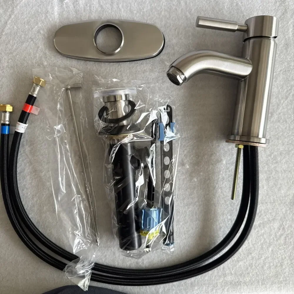 Handle Bath Faucet Seasons Westwind W/Quick Install Pop Up Brushed Nickel